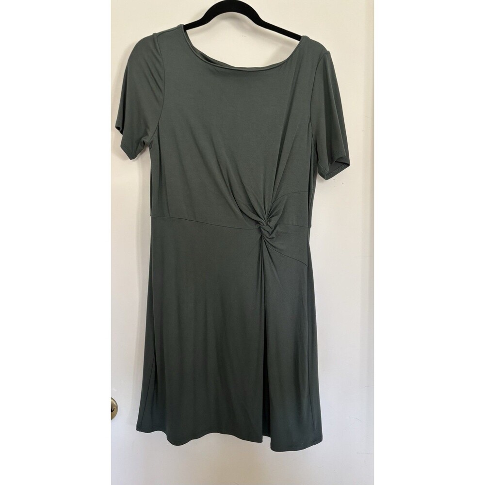 White House Black Market Olive Green Dress Medium Stretchy, Twist Front